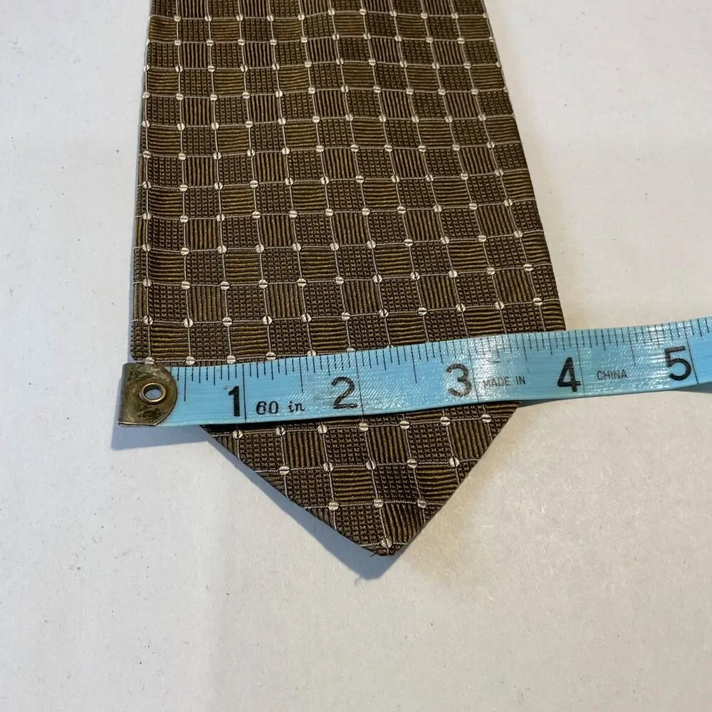 Harold Powell Mens classic Brown Silk Tie micro dots textured weave Italy
